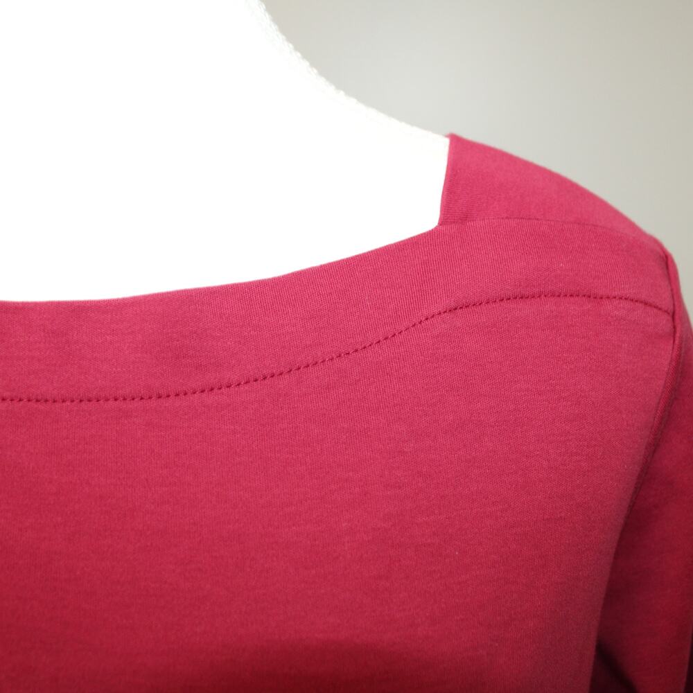 LLBean Womens Cranberry Red Top Square Neck Sz L Short Sleeve Cotton Gorpcore